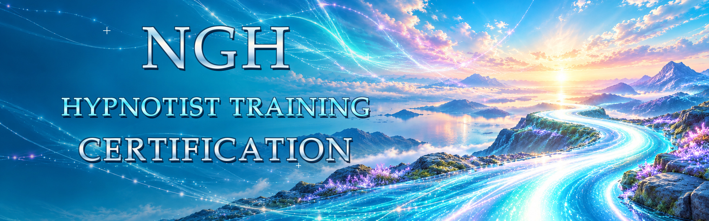 NGH Hypnotist Training Certification on a colorful pathway